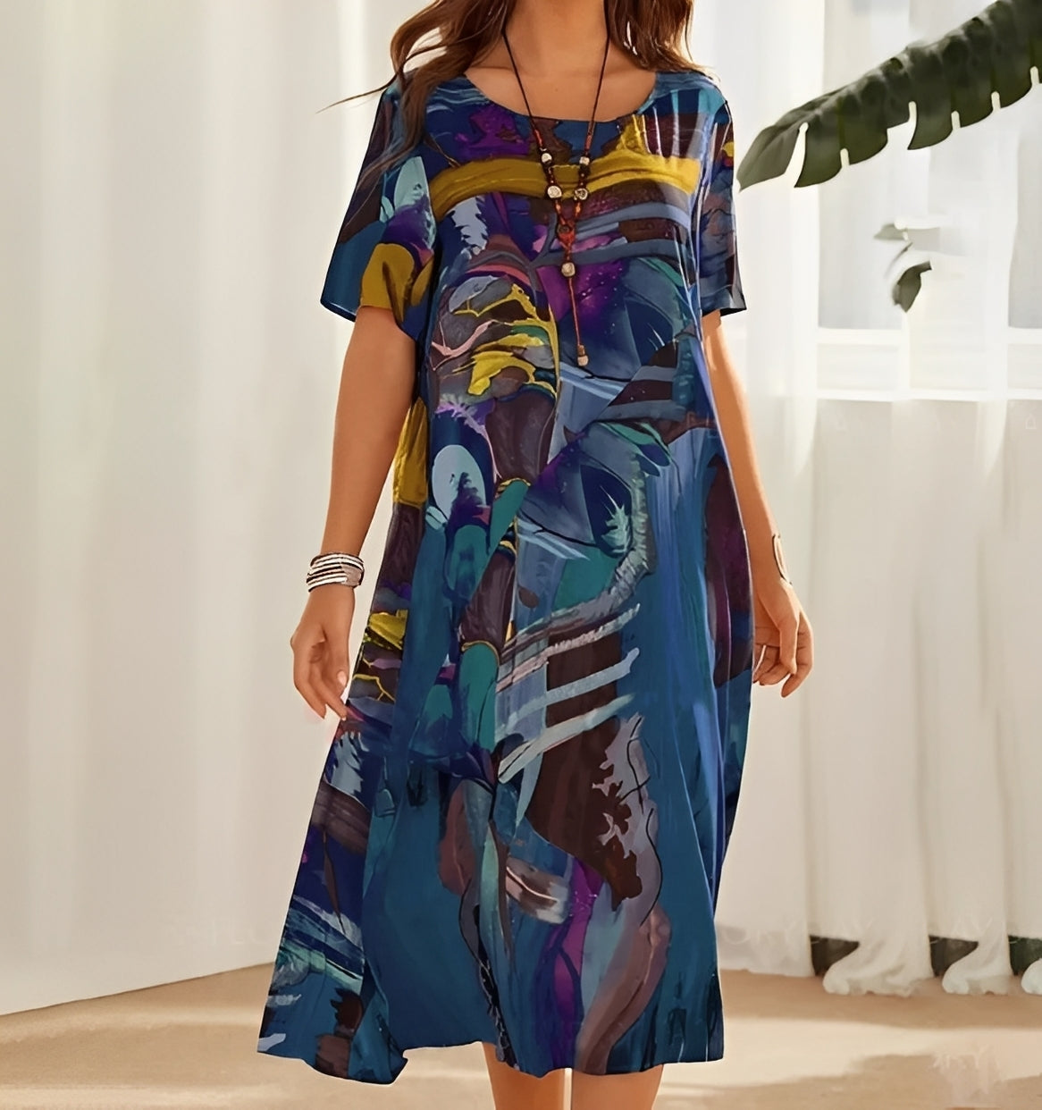 Theresa - Printed, loose-fitting dress for women