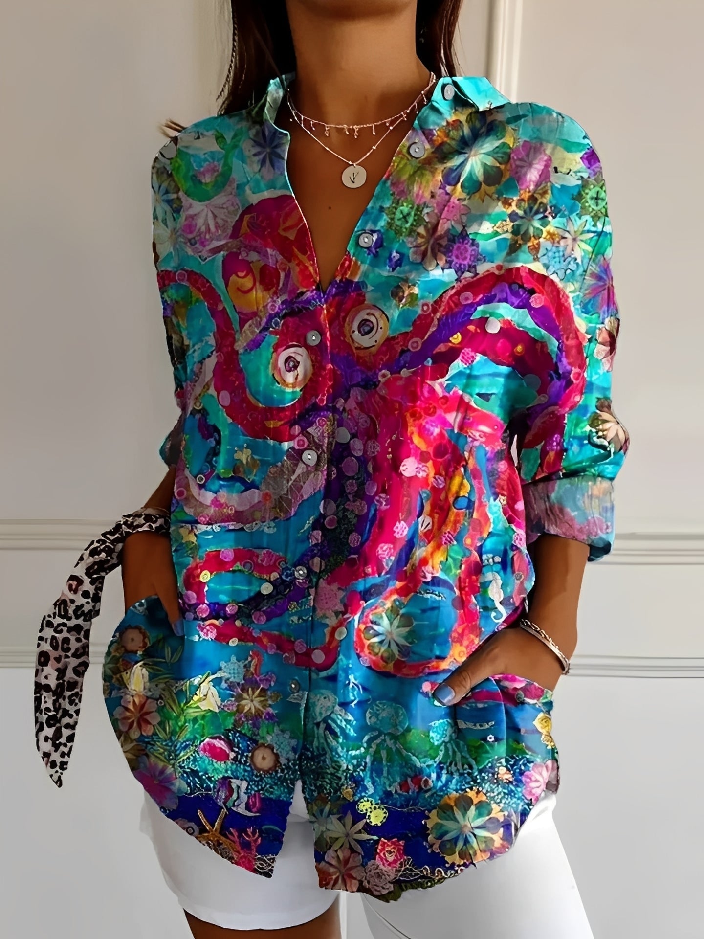 Roxanne - Stylish shirt with button placket for women