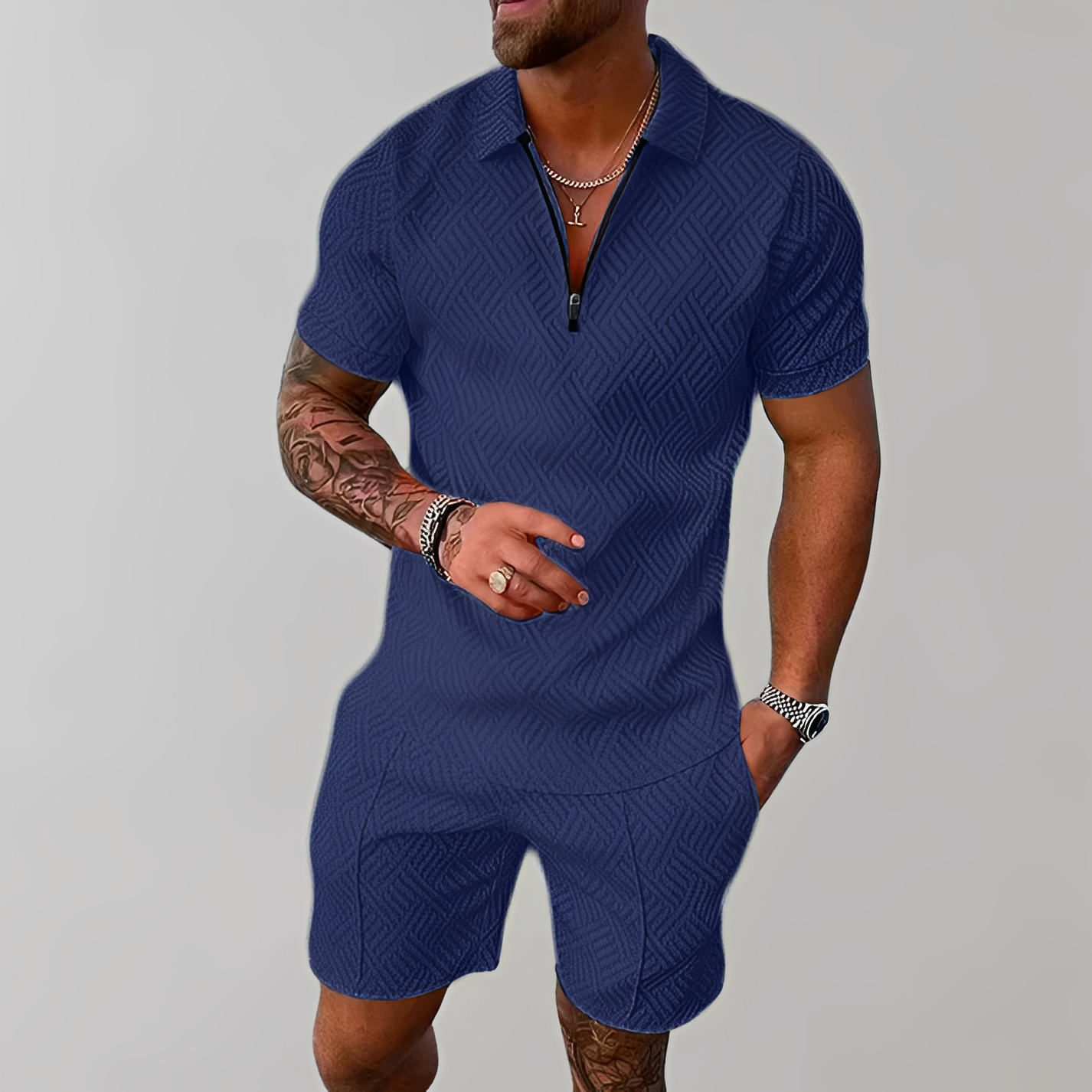 Edwin - Stylish set of polo shirt and shorts for men