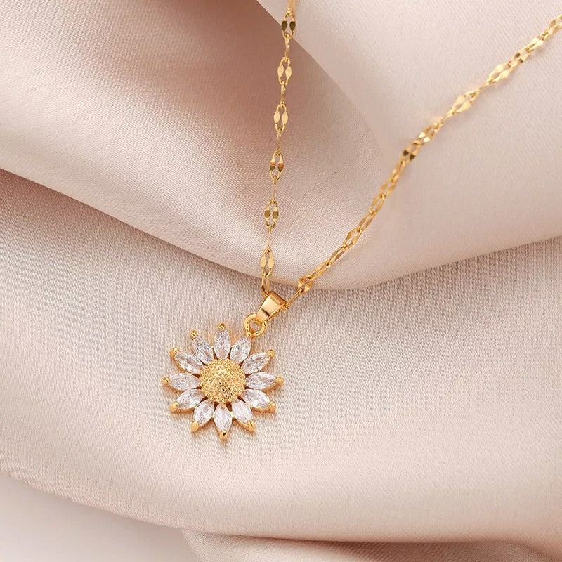 Jennie – Sunflower Crystal Necklace and Gold Finish