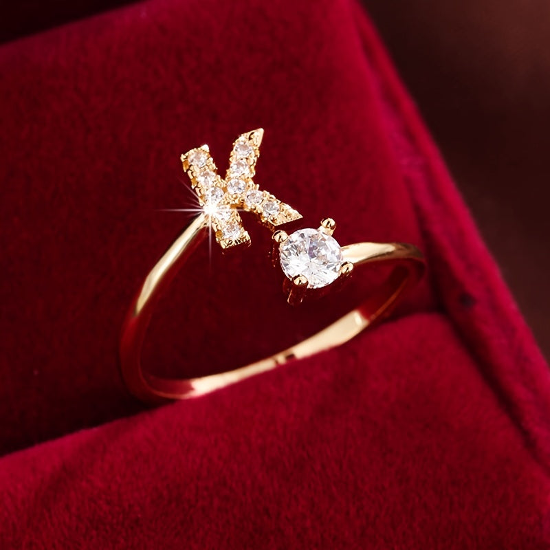 Nova – Modern open ring with initial