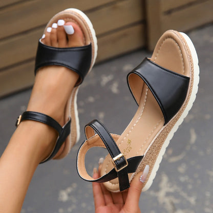 Darcie - Stylish peep-toe wedge sandals for women