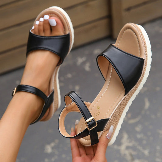 Darcie - Stylish peep-toe wedge sandals for women