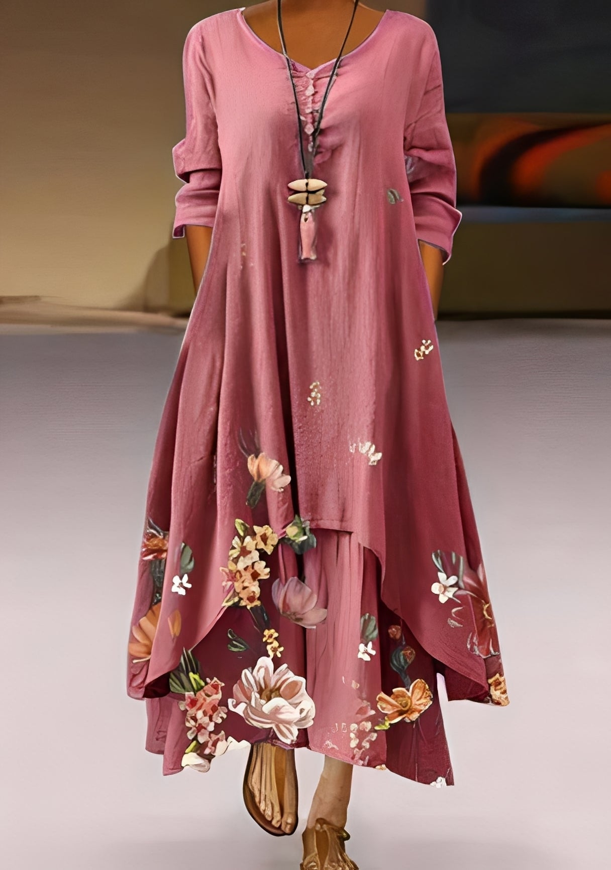 Belle - Stylish, loose-fitting dress with print for women