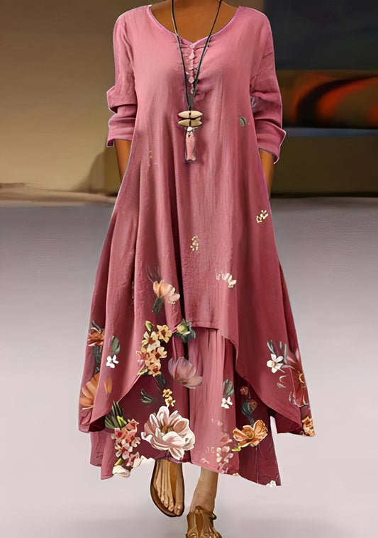 Belle - Stylish, loose-fitting dress with print for women