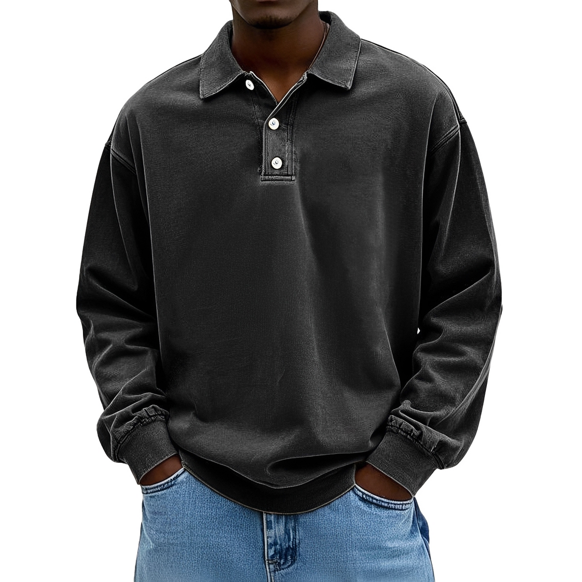 Caspian - Long-sleeved polo shirt for men