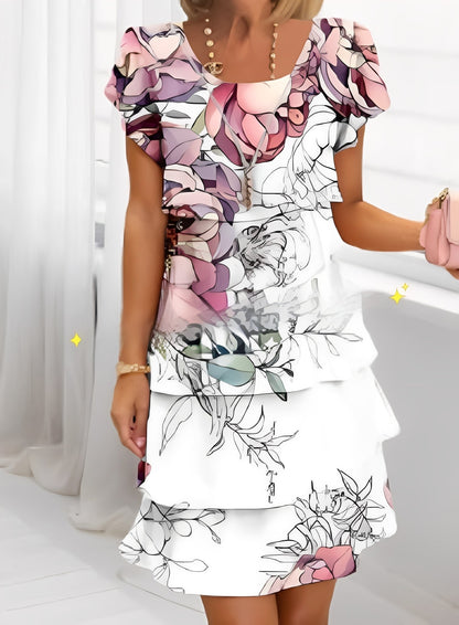 Caroline - Stylish Short Sleeve Ruffle Dress for Women