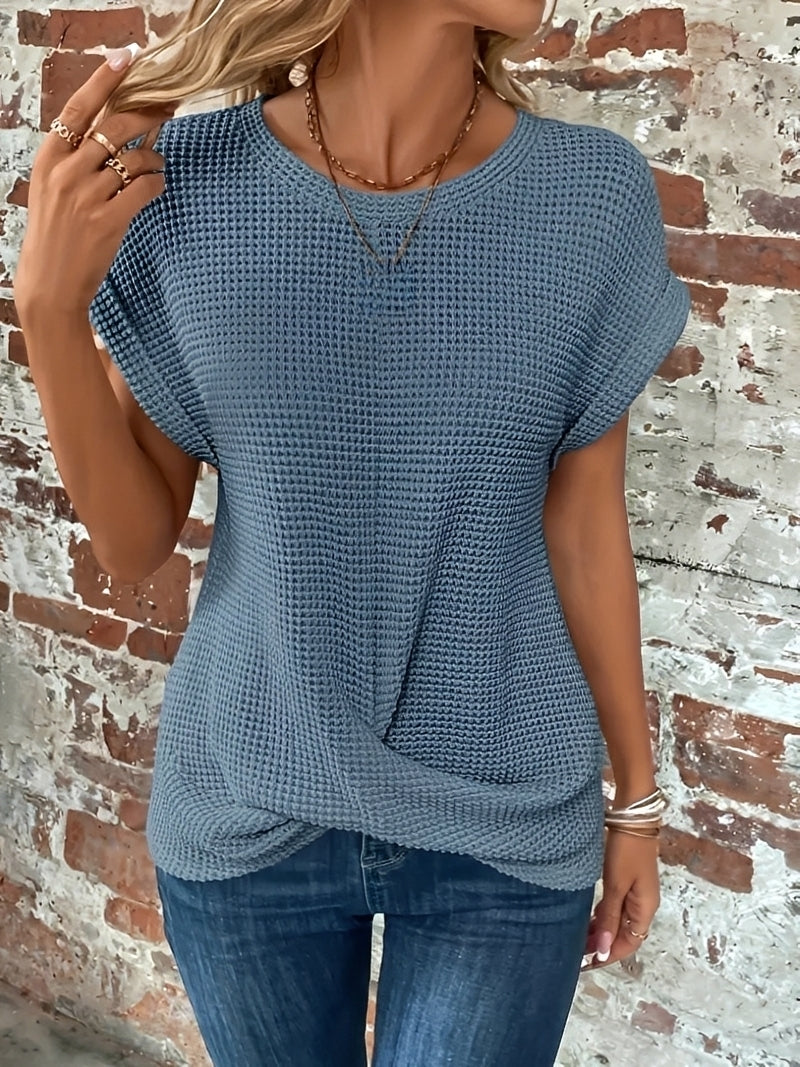 Annie - Stylish short-sleeved waffle top for women