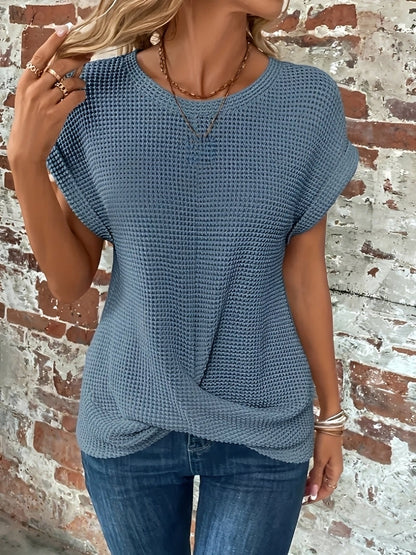 Annie - Stylish short-sleeved waffle top for women