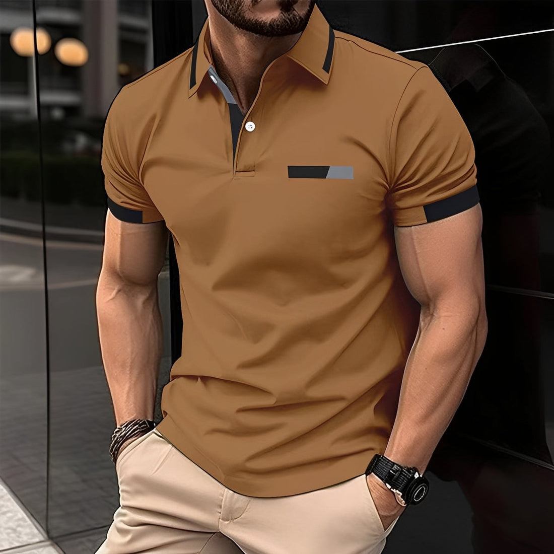 Julian - Stylish, sporty polo shirt with lapel collar for men