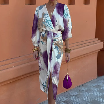 Sienna - Stylish midi dress with slit for women