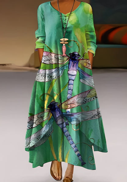 Belle - Stylish, loose-fitting dress with print for women