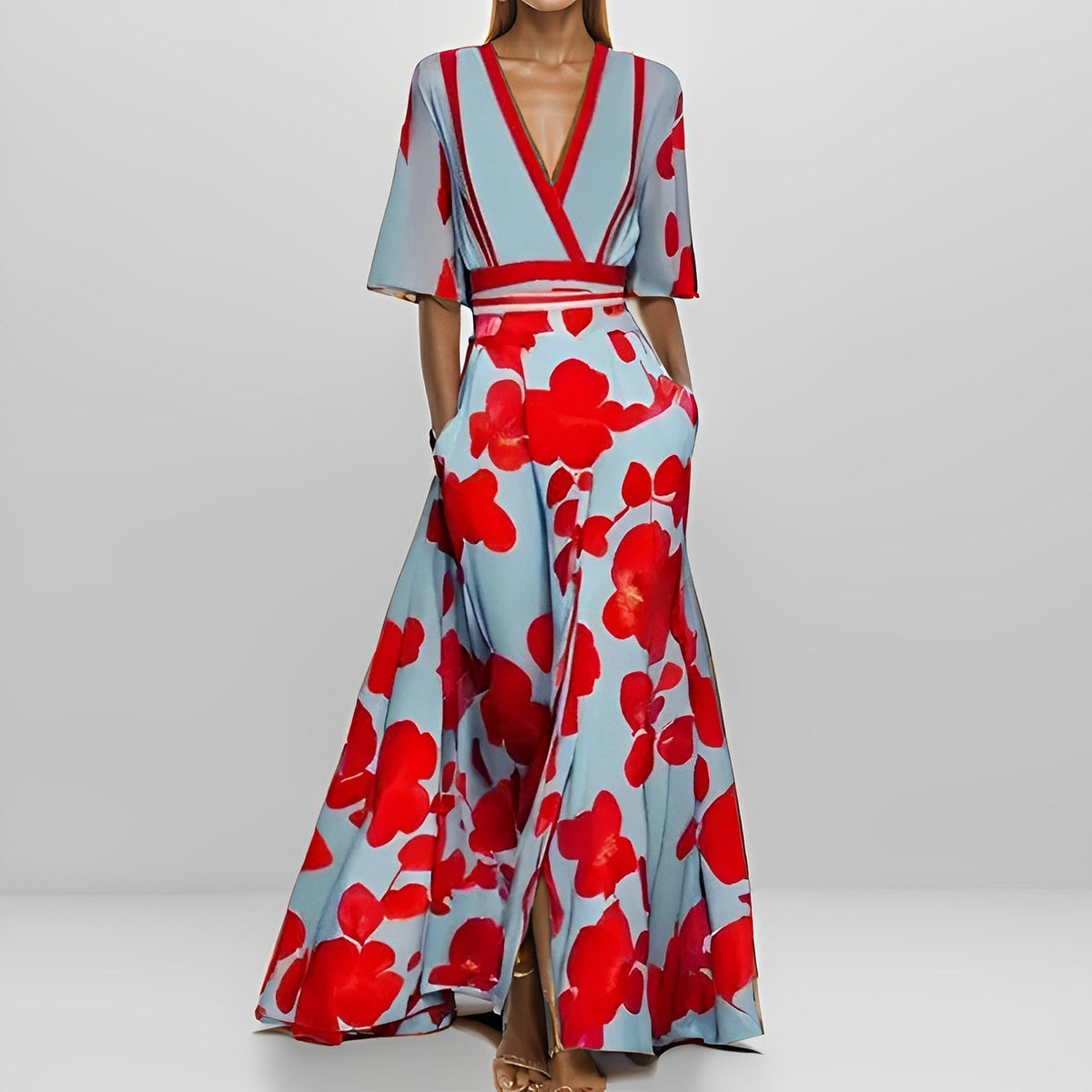Delores - Maxi Dress with Floral Pattern and Long Sleeves