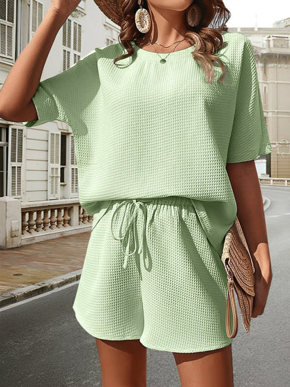 Evie - Casual waffle outfit set for women