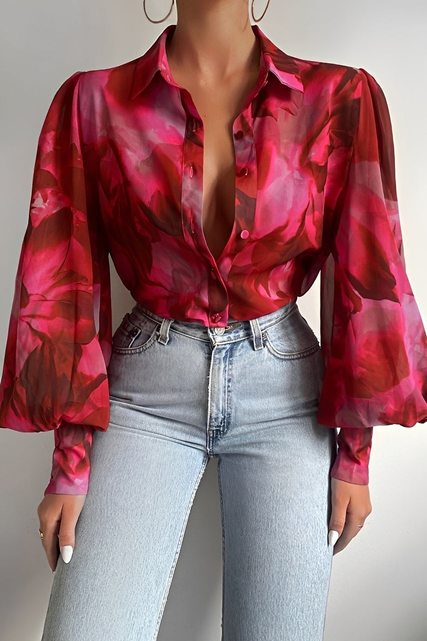 Carla - Stylish blouse with lantern sleeves for women