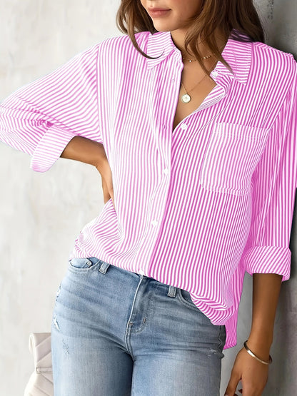 Nancy - Casual, long-sleeve, striped shirt for women