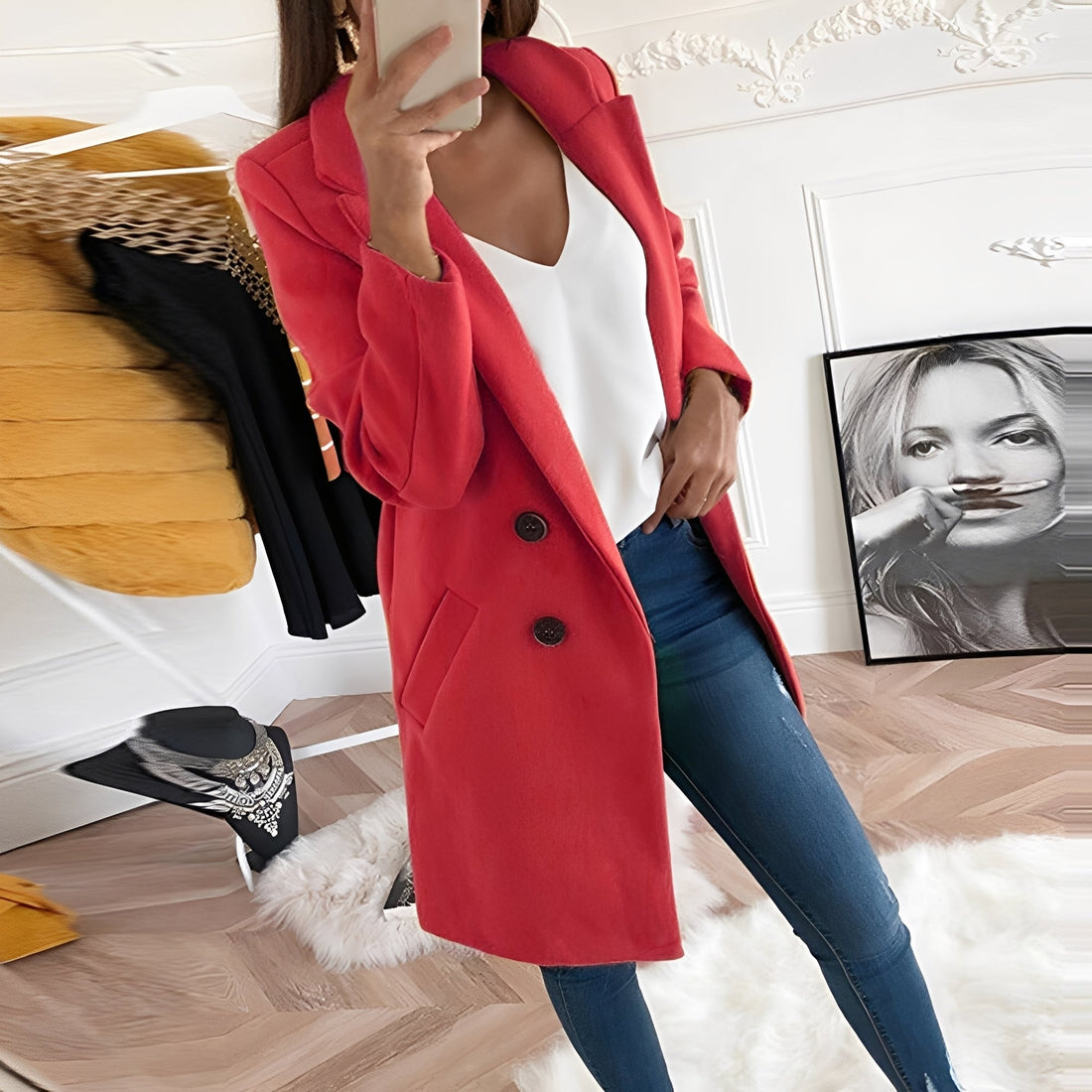 Chantal - Stylish long winter coat women