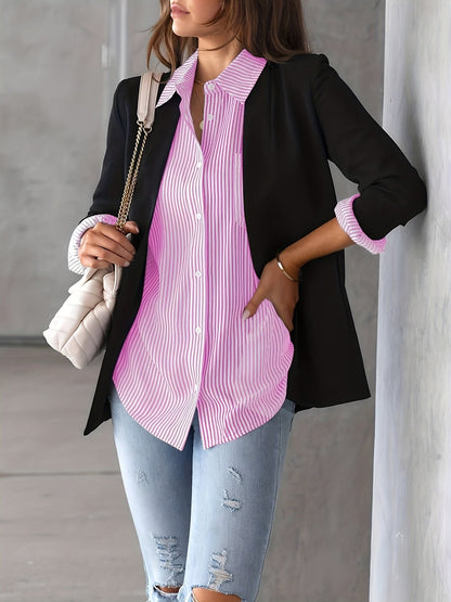 Nancy - Casual, long-sleeve, striped shirt for women