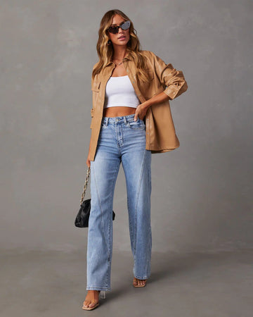 Rhian - Fashionable Wide-Leg Denim Pants