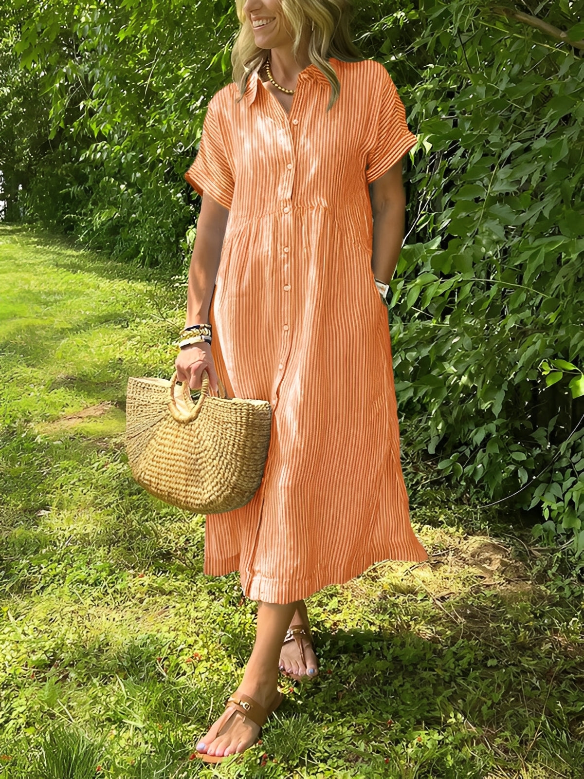 Alana - Casual striped shirt dress for women