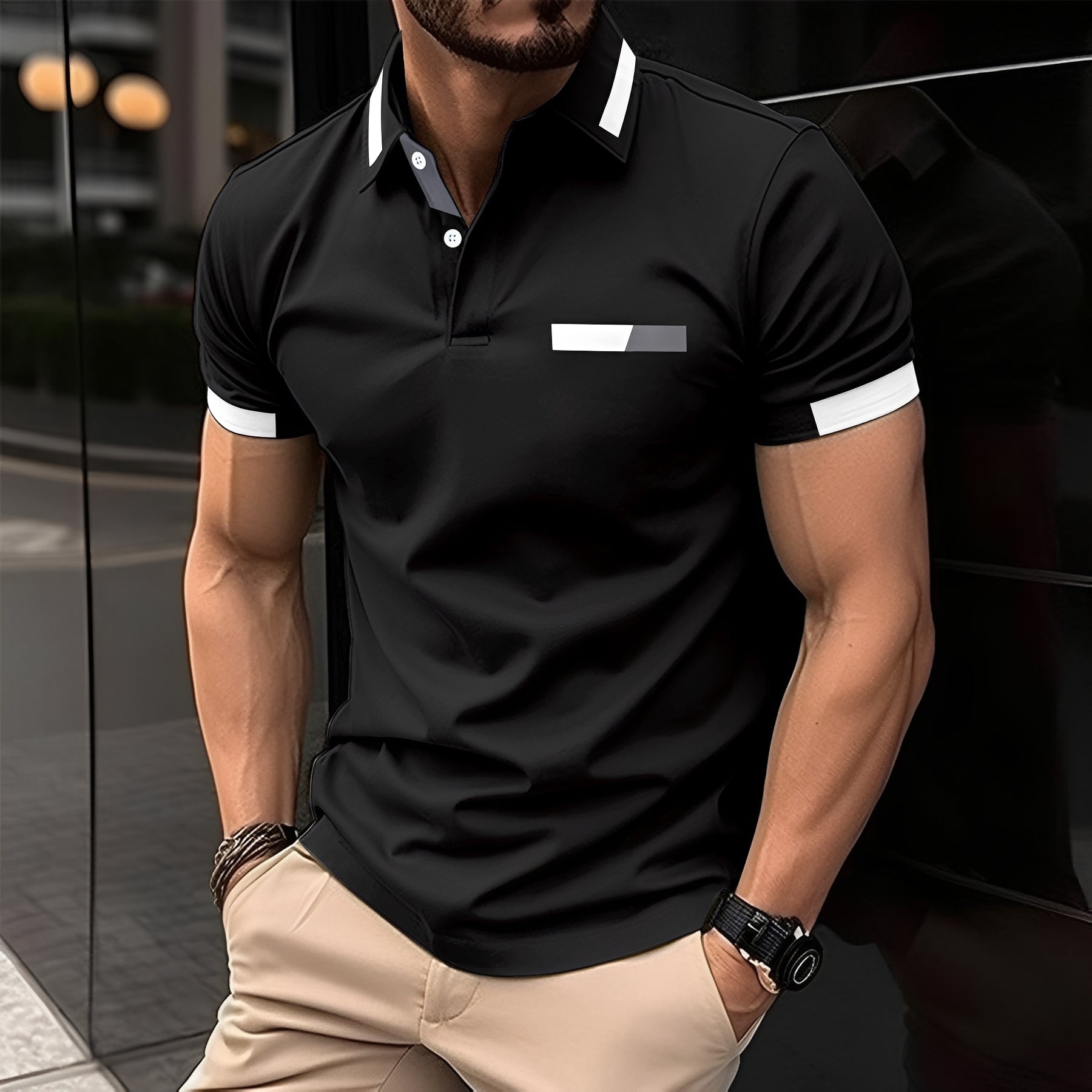 Julian - Stylish, sporty polo shirt with lapel collar for men