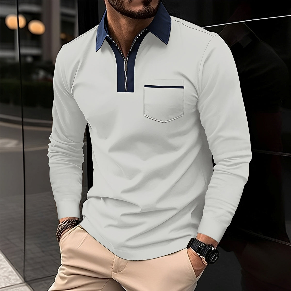 Jackson - Long-sleeved Polo Shirt Men - for Casual Wear