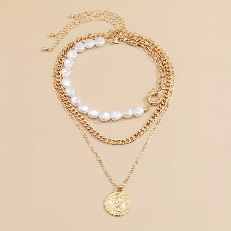 Pearl necklace and vintage pendant - 3pcs pendants and pearl necklace