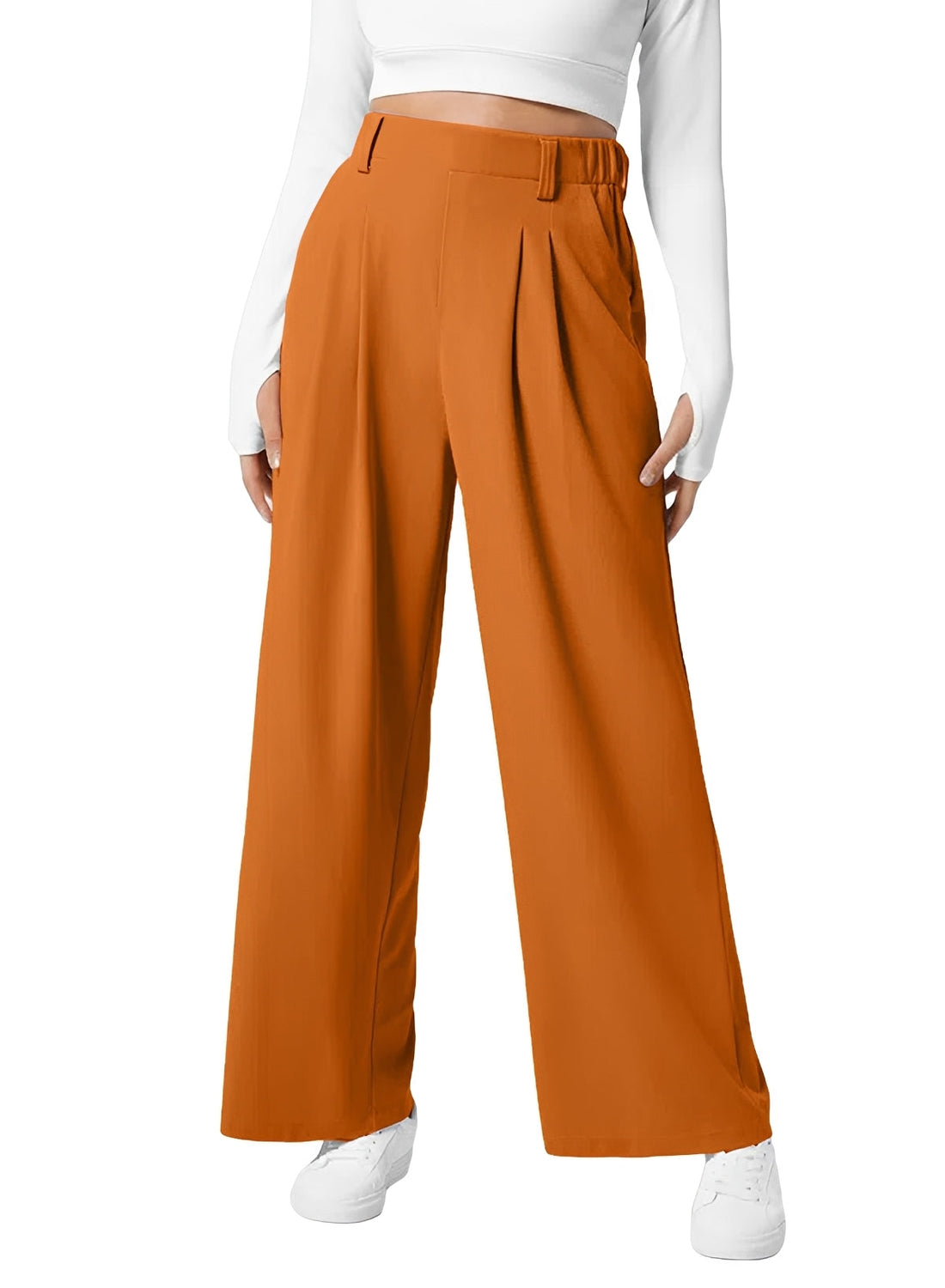 Kyla - Elastic High Waist Wide Leg Trousers