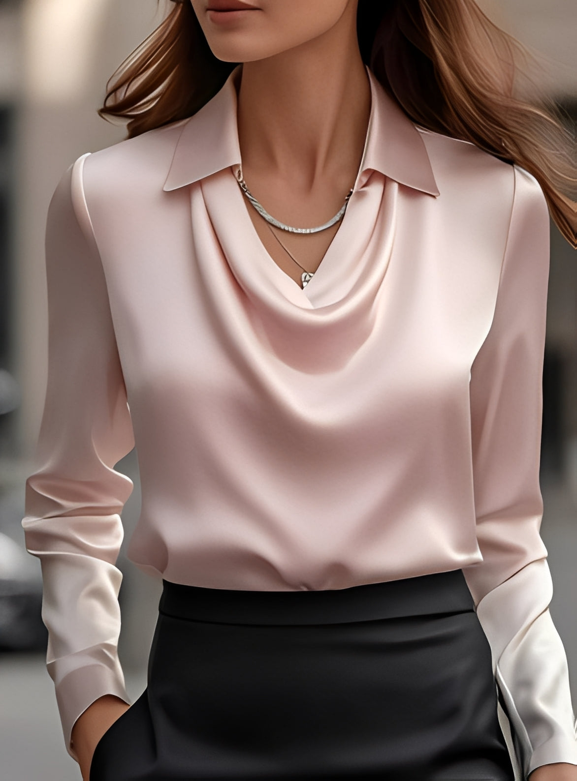 Terry - Formal Long-sleeved Pleated Blouse