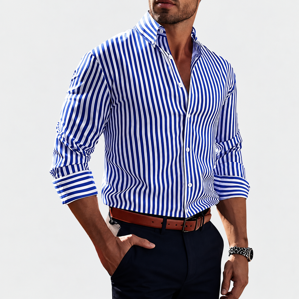 Hassan - Classic Shirt with Stripes for Men