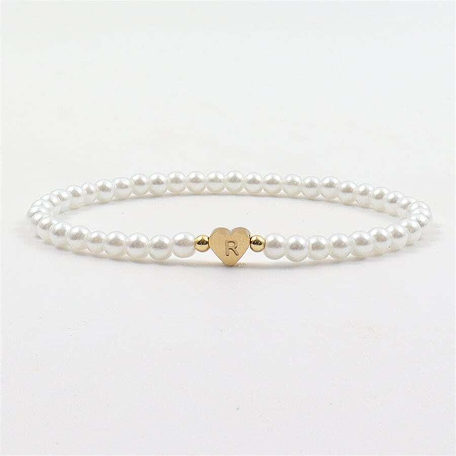Pearl bracelet with engraved initials - Custom heart-shaped pearl bracelet