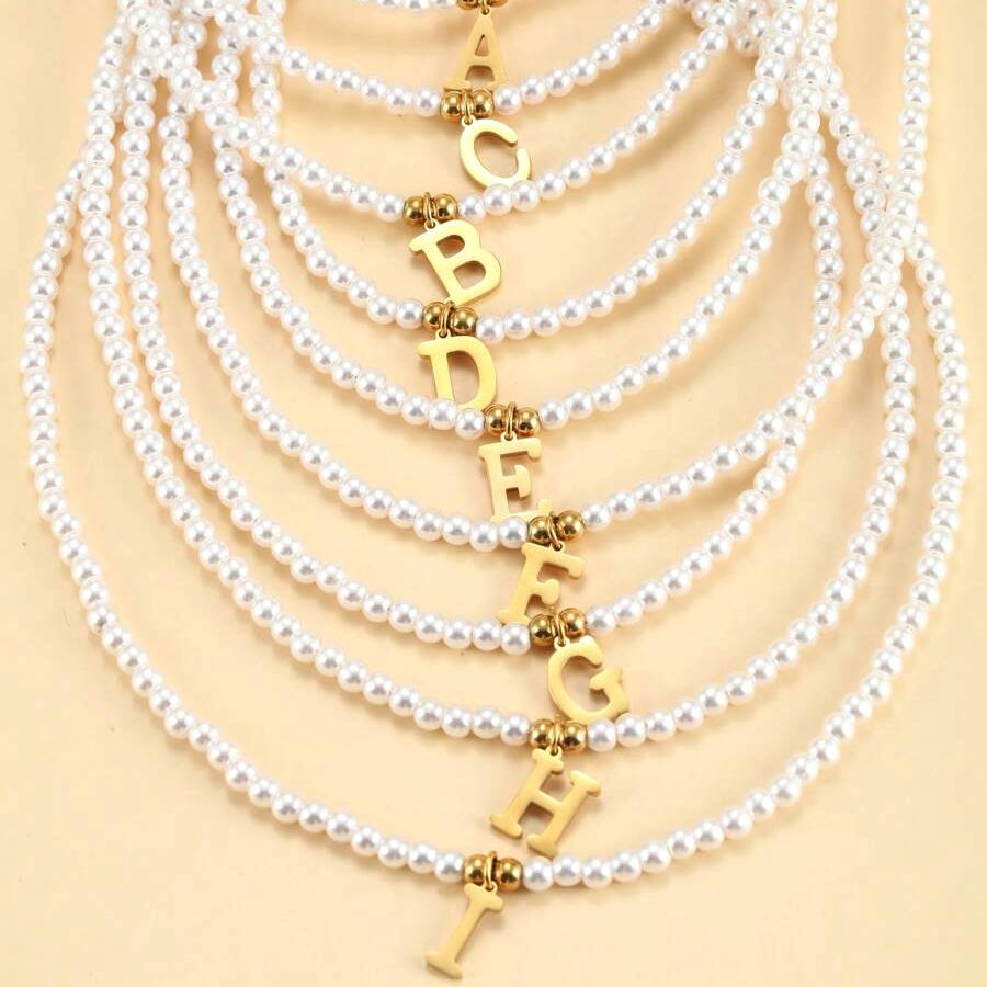 Pearl necklace with initials - Custom pearl necklace