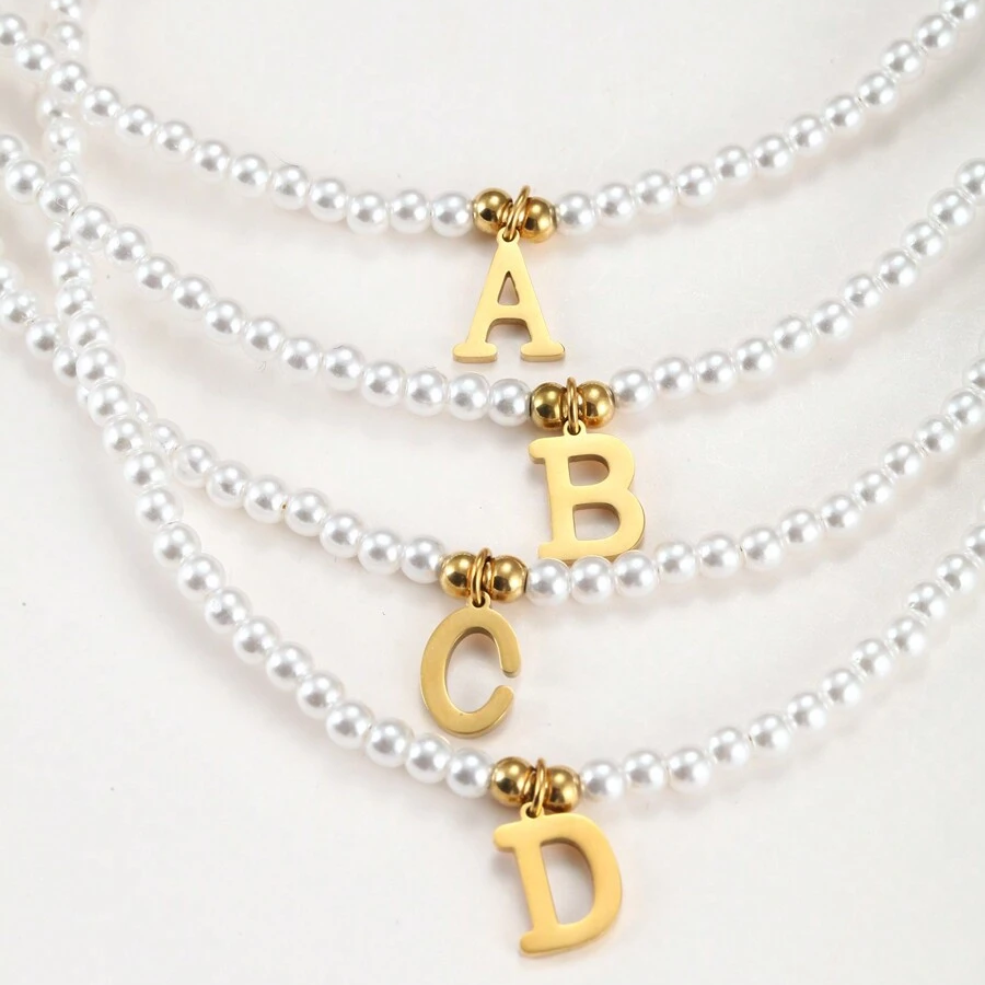 Pearl necklace with initials - Custom pearl necklace