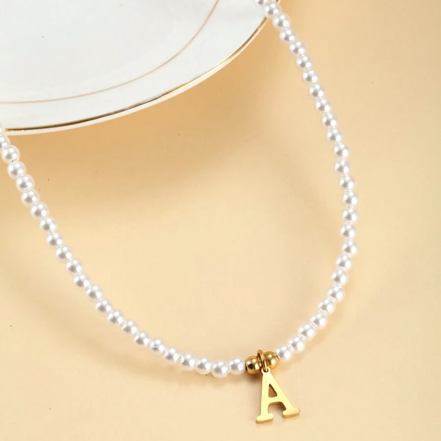 Pearl necklace with initials - Custom pearl necklace