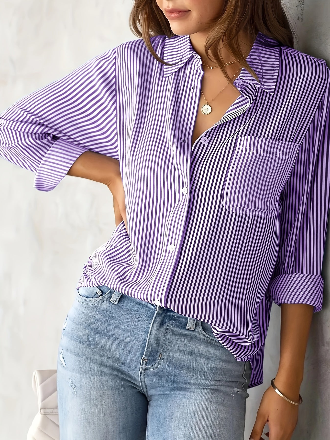 Nancy - Casual, long-sleeve, striped shirt for women