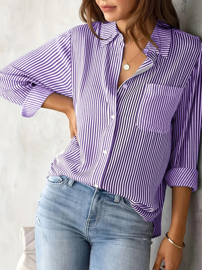 Nancy - Casual, long-sleeve, striped shirt for women