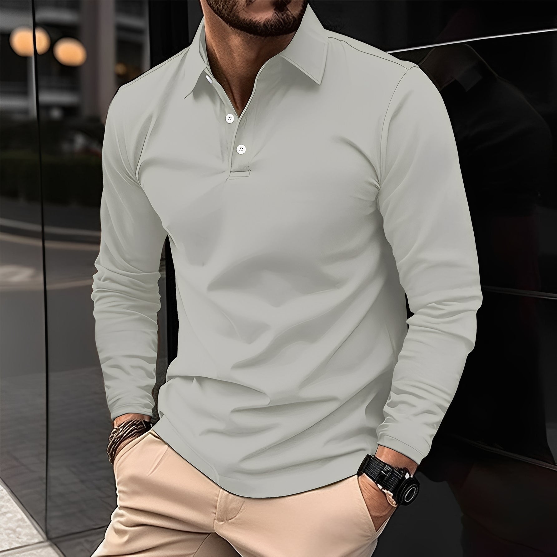 Deacon - Comfortable long-sleeve polo shirt