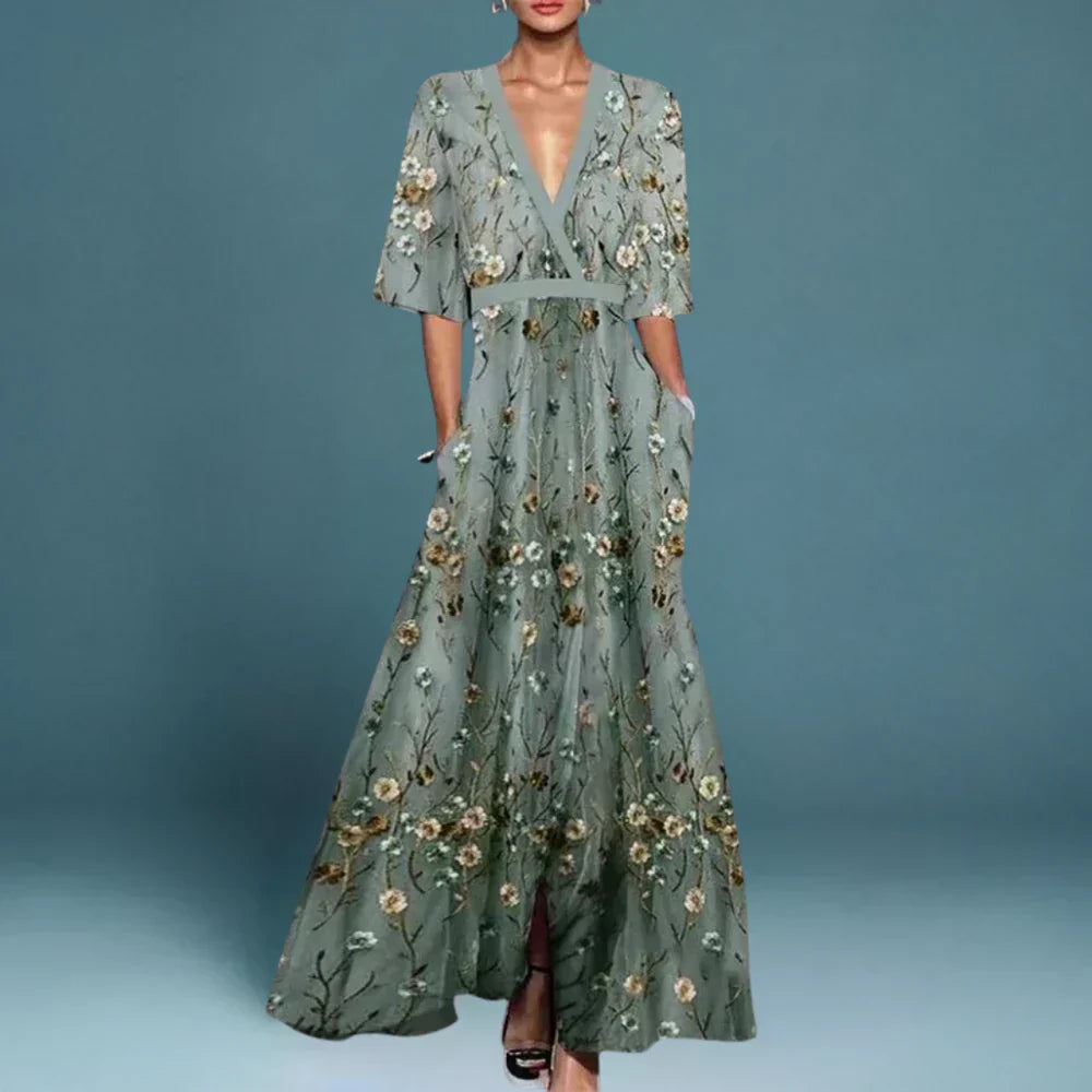 Jill- Stylish Women's Maxi Dress with Floral Design