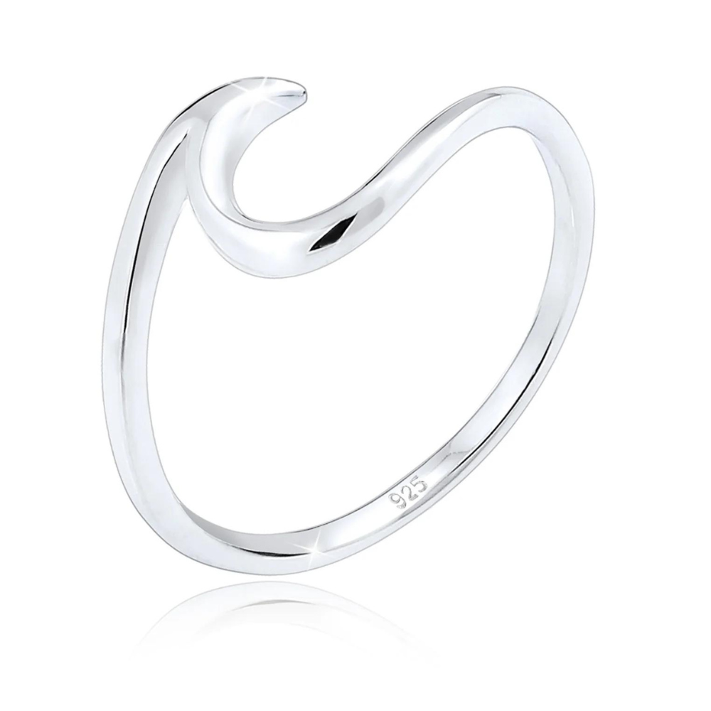 Sea Wave Minimalist Ring - Silver Wave Shaped Ring