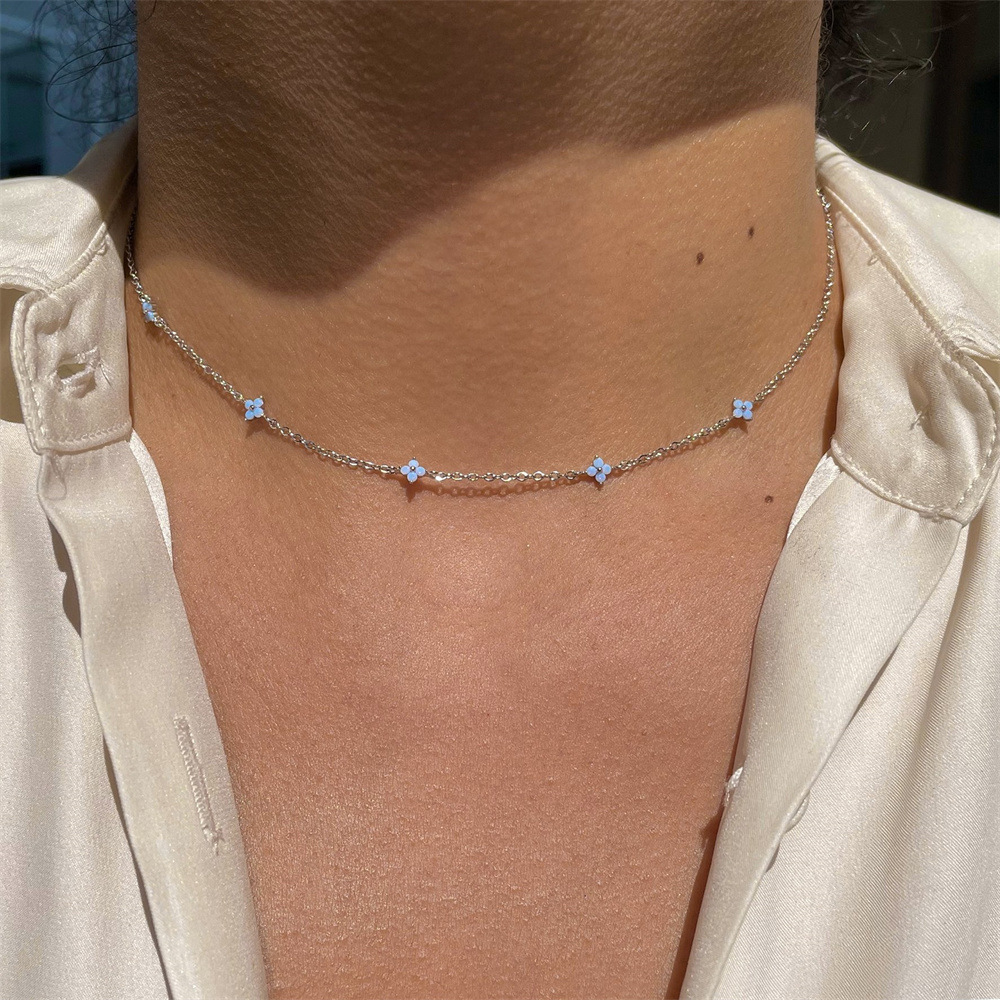 Clover Flower CZ - Inlay Necklace