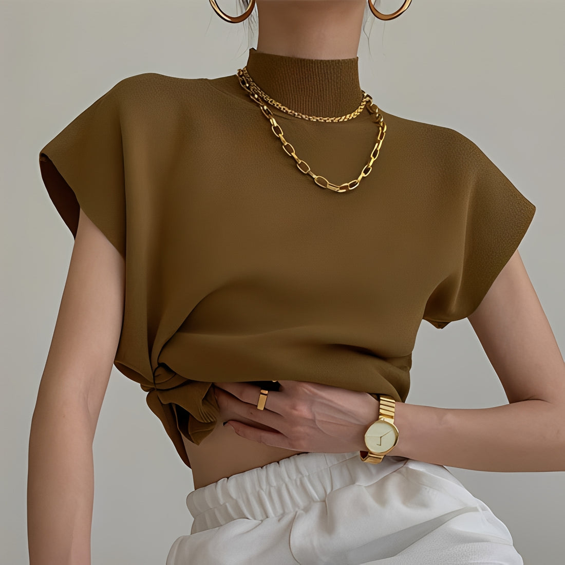 Rhea - Stylish Half Turtleneck Top