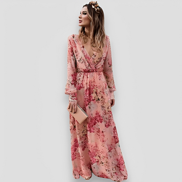 Elanisse - Stylish V-Neck Long Dress