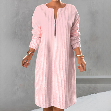 Marion - Trendy Long Sleeve Zipper Dress