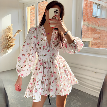 Jessamin - Elegant summer dress with floral patterns for women