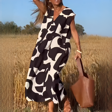 Vicky - Stylish V-neck Loose Fit Dress