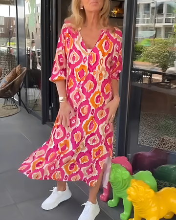 Rachael - Stylish V-Neck Midi Dress
