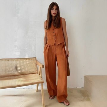 Eunise - Trendy Top and Pants Set
