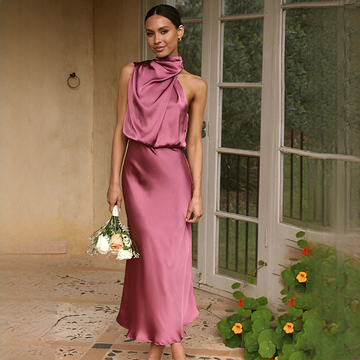 Juliana - Trendy Sleeveless Halter Neck Dress