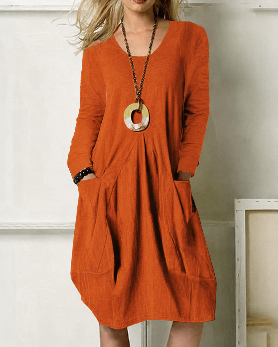 Eulalie - Stylish Pocket Loose-Fit Dress