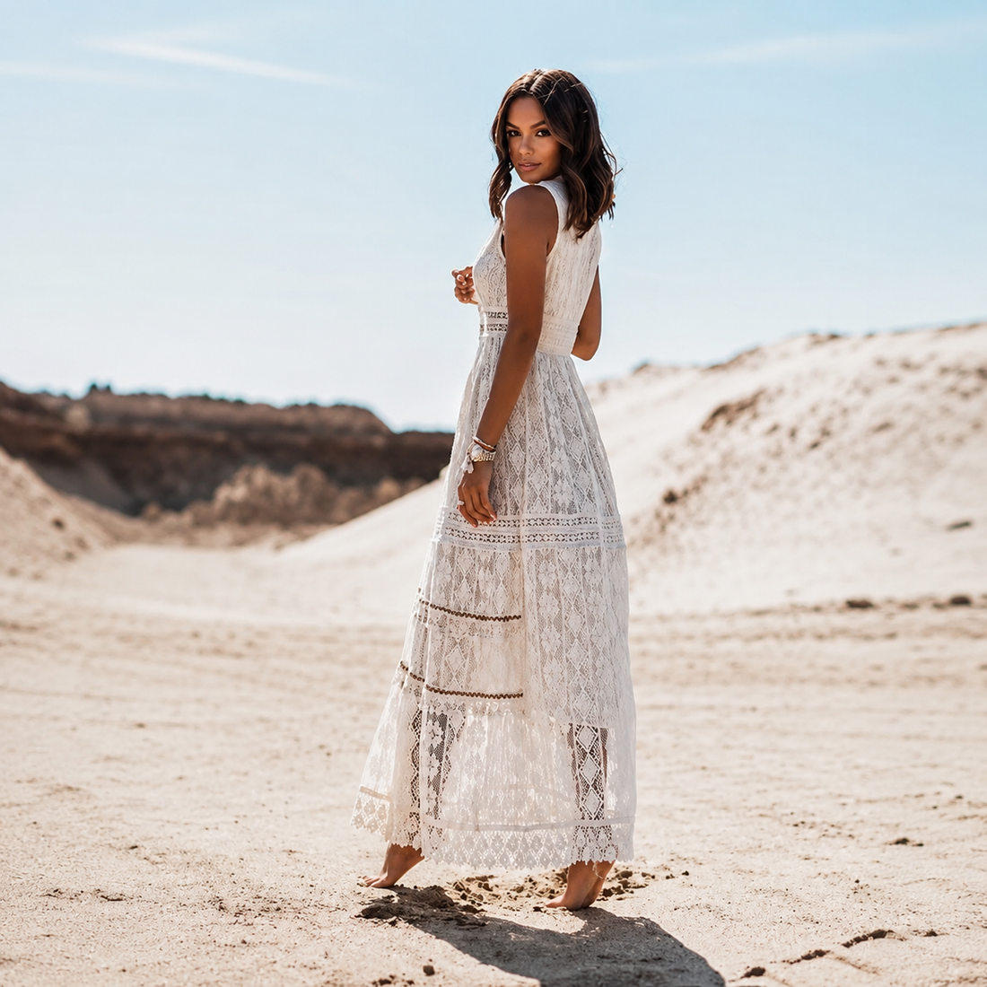Flossie - Stylish V-Neck High Waist Maxi Dress